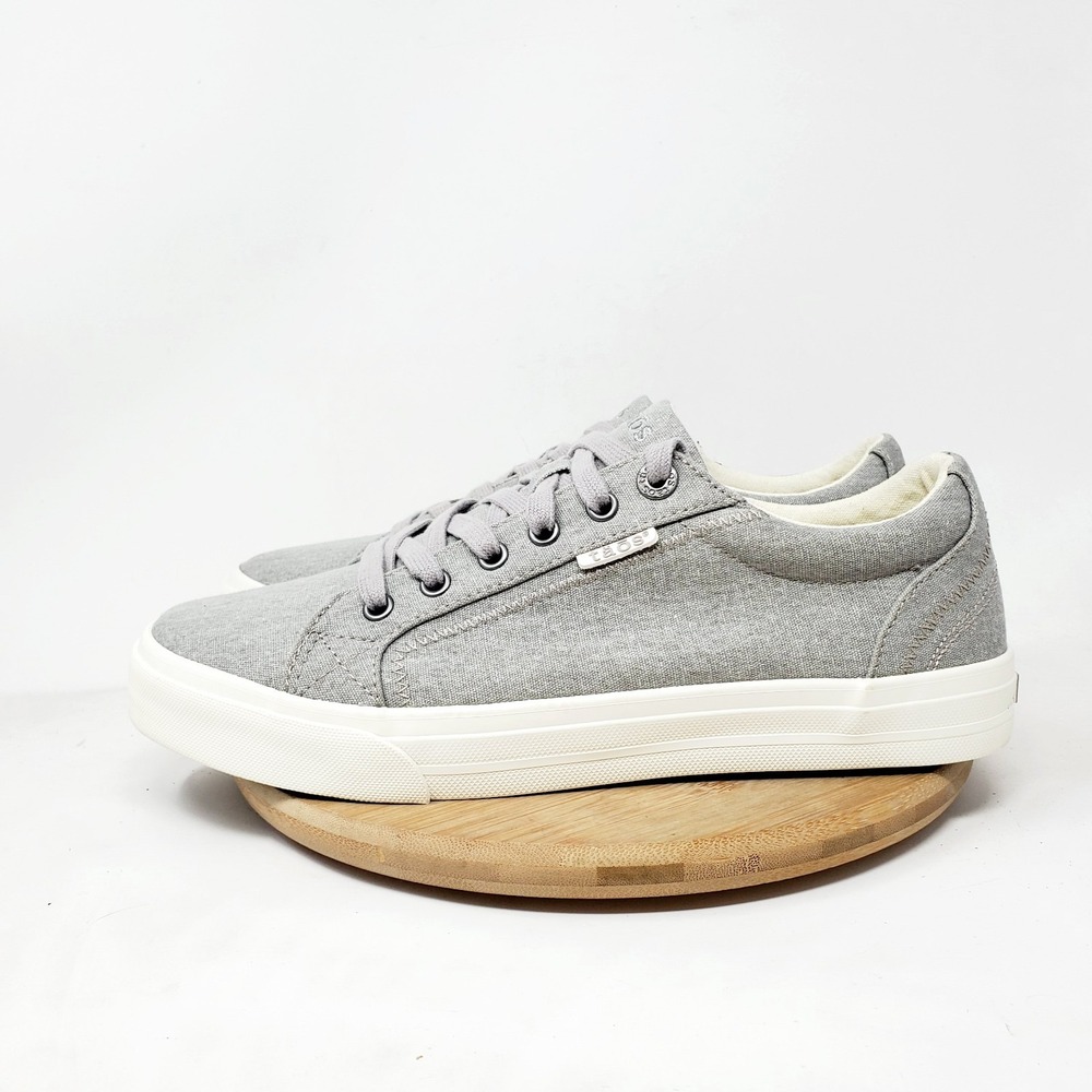 Taos Plim Soul Shoes Womens 10 W WIDE Grey Canvas Lace Up Comfort Casual Sneaker